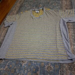 Gray and Yellow Striped Men's Shirt